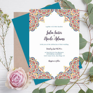 Invitation Mariage de Luxe Métallisé Pailleté Géométrique