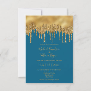 Invitation mariage de luxe moderne parties scintillant d'or b