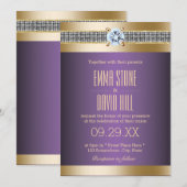 Invitation Mariage de luxe moderne Purple Gold Stripes (Devant / Derrière)