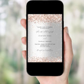 Invitation Mariage de luxe moderne rose en argent