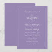 Invitation Mariage de Luxe Monochrome Améthyste Élégant (Devant / Derrière)