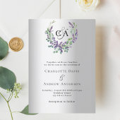 Invitation Mariage de luxe monogramme de fleurs de lavande en