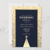Invitation Mariage de Luxe Noël Or Bleu Nuit (Devant)