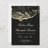 Invitation Mariage de luxe noir et or (Devant)