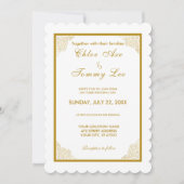 Invitation mariage de luxe or blanc (Devant)