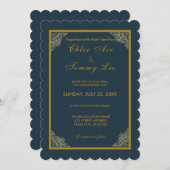 Invitation mariage de luxe or vert (Devant / Derrière)