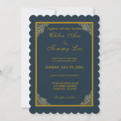 Invitation mariage de luxe or vert (Devant)