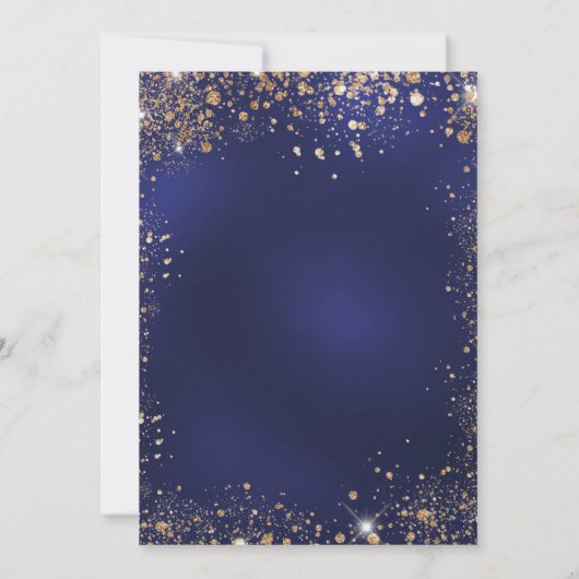 Invitation Mariage de luxe parties scintillant en or bleu mar (Dos)