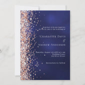 Invitation Mariage de luxe rose bleu marine (Devant)