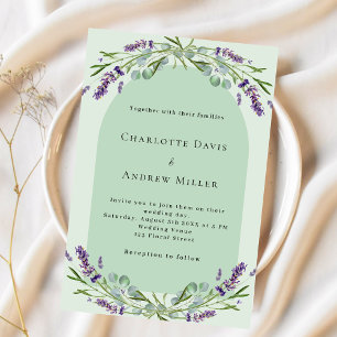 Invitation Mariage de luxe Sage vert lavande fleurie arche