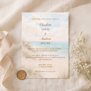 Invitation Mariage de luxe sur la côte plage