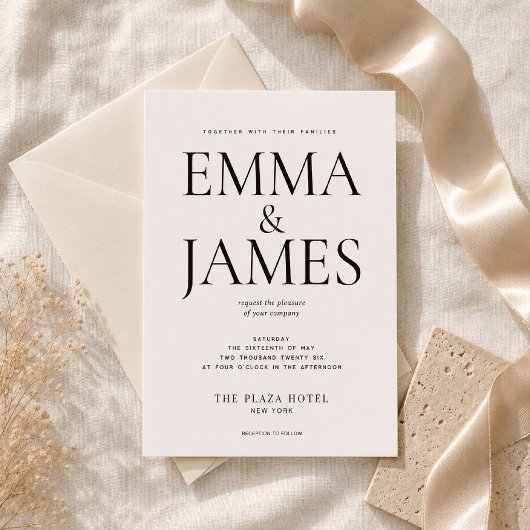 Invitation Mariage de Luxe Typographie Verticale Modifiable