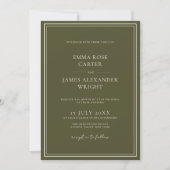 Invitation Mariage de Luxe Vert Olive Ancien Argent (Devant)