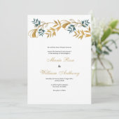 Invitation Mariage de luxueux cyan gris or blanc (Debout devant)