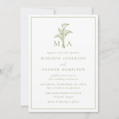 Invitation Mariage de lys calla vert olive classique avec mon (Devant)