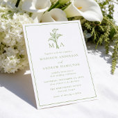 Invitation Mariage de lys calla vert olive classique avec mon