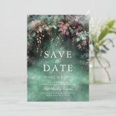 Invitation Mariage de maauve luxuriante dans la forêt enchant (Debout devant)