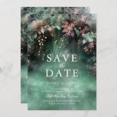 Invitation Mariage de maauve luxuriante dans la forêt enchant (Devant / Derrière)