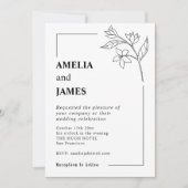 Invitation Mariage de machine à écrire noir blanc feuille de  (Devant)