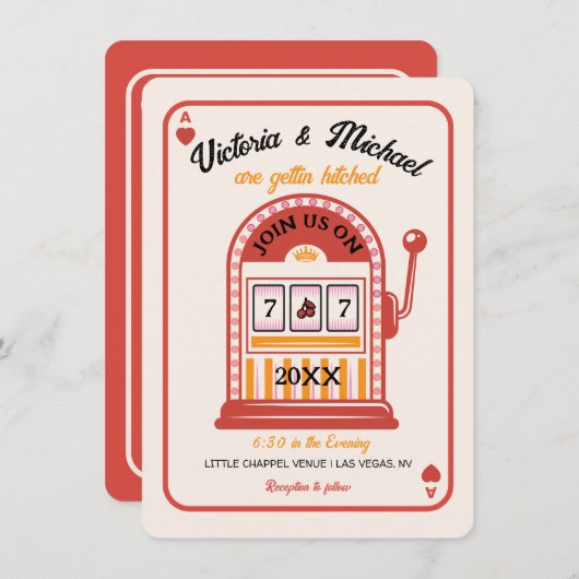 Invitation Mariage de machine à fente rétro Mod (Devant / Derrière)