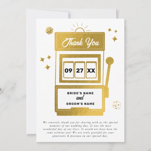 Invitation Mariage de machine à sous Las Vegas Destination Ca (Devant)