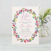 Invitation Mariage de Madagascar Fleurs de Pervenche Rose (Debout devant)
