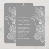 Invitation Mariage de mandala chic gris et blanc (Devant / Derrière)