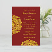 Invitation mariage de mandala d'or (Debout devant)