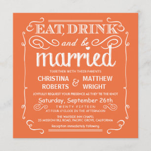 Invitation Mariage de Mango Orange Eat Drink
