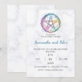 Invitation Mariage de Marbre Céleste Pentacle Pastel Sorcière (Devant / Derrière)
