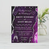 Invitation Mariage de marbre d'agate scintillant de pourpre e (Debout devant)