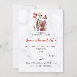 Invitation Mariage de marbre des amants de la rose squelettiq