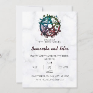 Invitation Mariage de Marbre Magique Céleste Pentacle Coloré