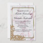 Invitation Mariage de marbre rose et perles d'or (Devant)
