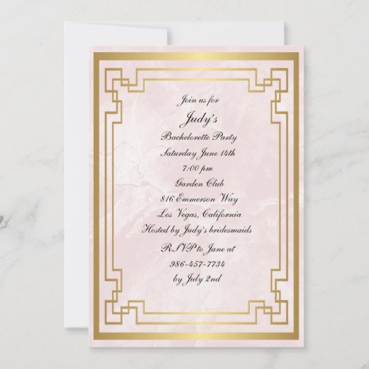 Invitation Mariage de marbre rose géométrique (Devant)