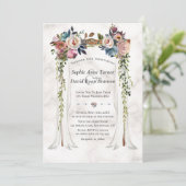 Invitation Mariage de marbre sous canopy de fleurs embrumées  (Debout devant)