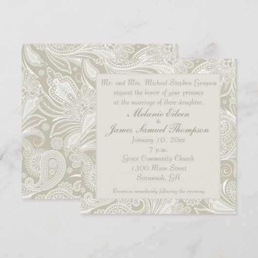 Invitation Mariage de marée blanc de sable blanc de marais (Devant / Derrière)