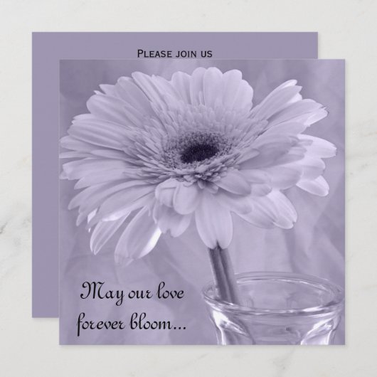 Invitation Mariage de marguerite à teinte violette claire (Devant / Derrière)