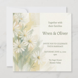 Invitation Mariage de marguerite sauvage peinte
