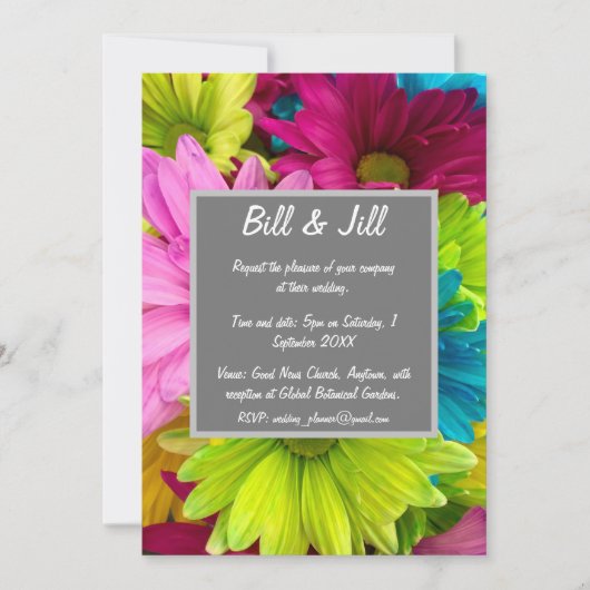 Invitation Mariage de marguerites colorées (Devant)