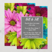 Invitation Mariage de marguerites colorées (Devant / Derrière)