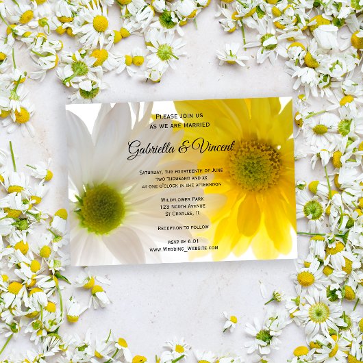 Invitation Mariage de marguerites jaune et blanc