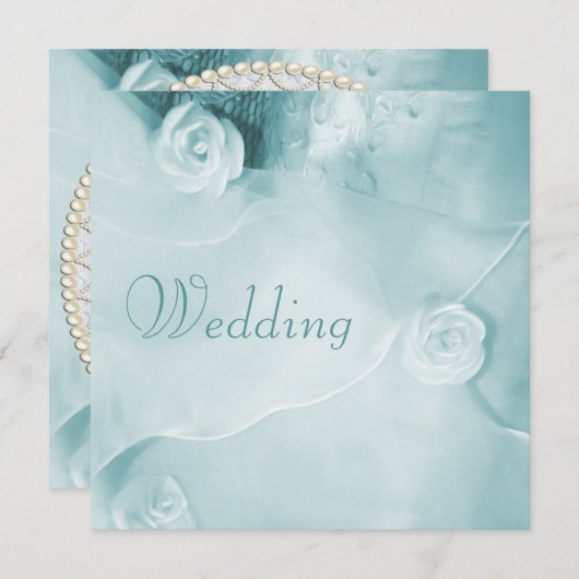 Invitation Mariage de Mariage Turquoise classique (Devant / Derrière)