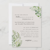 Invitation Mariage de mariée à la crème de feuillage moderne (Devant)