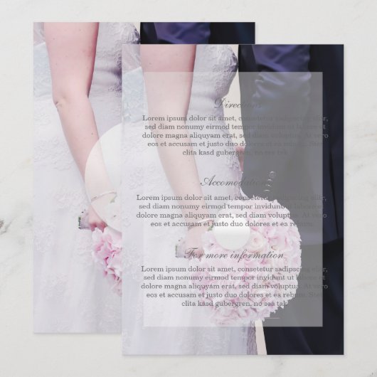 Invitation Mariage de mariée et de chambre (Devant / Derrière)