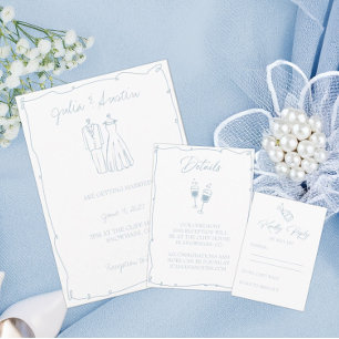 Invitation Mariage de mariée et de chambre bleu clair