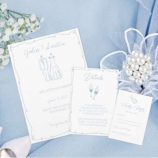 Invitation Mariage de mariée et de chambre bleu clair