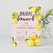 Invitation Mariage de mariée jaune citron agrumes d'été rose (Debout devant)