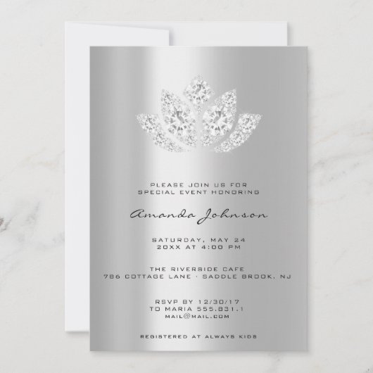 Invitation Mariage de mariée Lotus Mandala Cristal  (Devant)