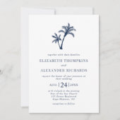 Invitation Mariage de marine nautique de palmier de plage tro (Devant)